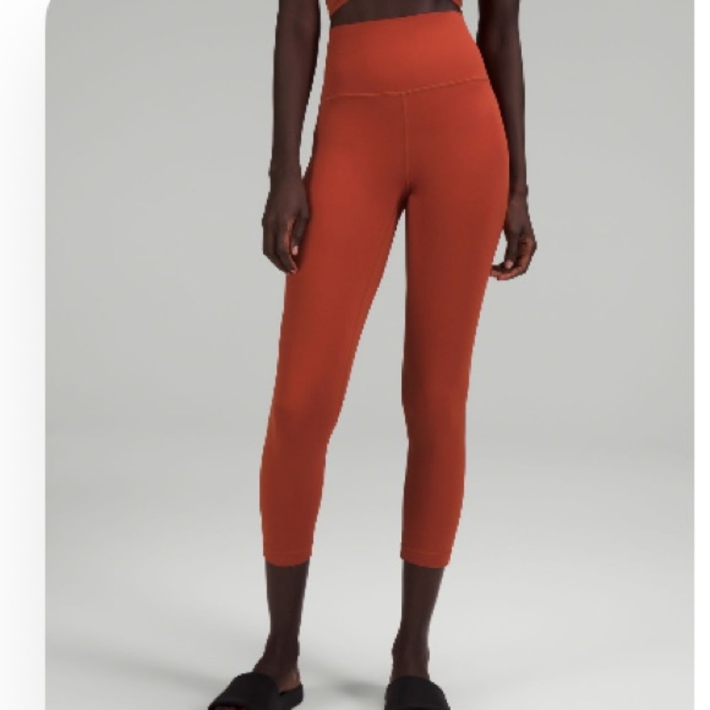 🆕  Authentic Lululemon High Rise Align Crop 23” leggings in Cayenne Red Orange